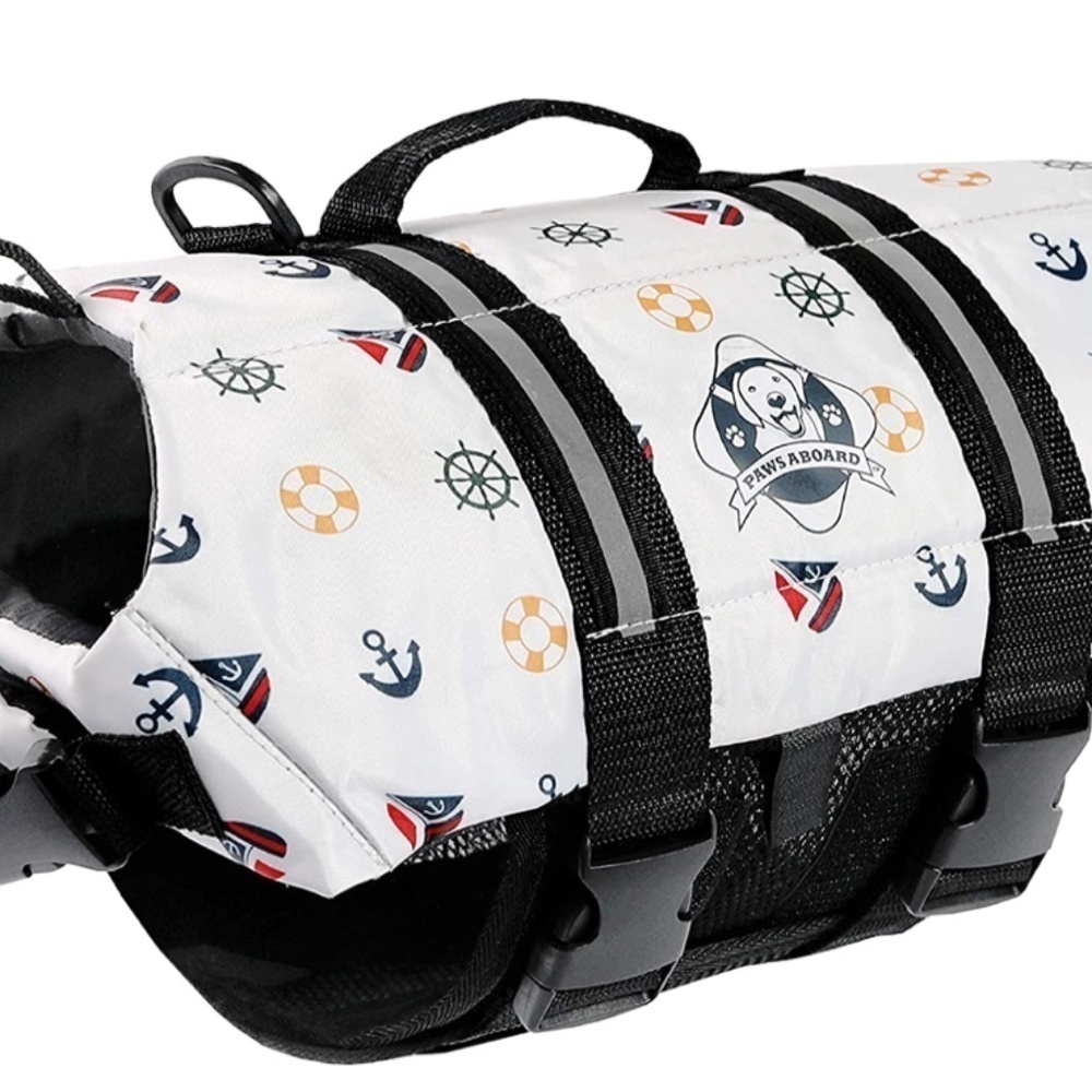 PAWS Aboard Nautical Print - Small Dog Life Vest - Picture 7 of 8